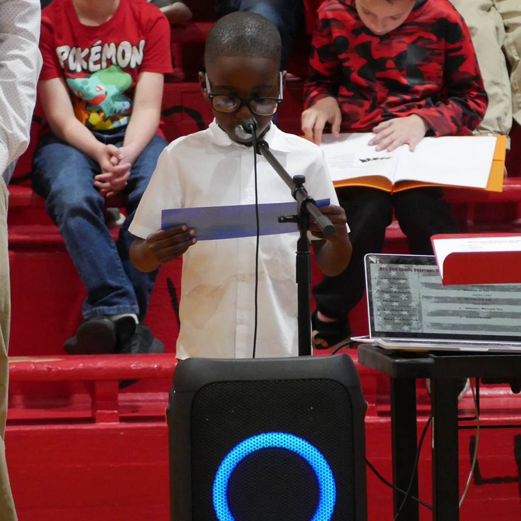 BES students performing during the Veterans Day Assembly.