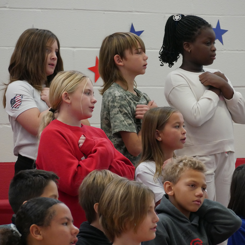 GES students performing in the Veterans Day Assembly.