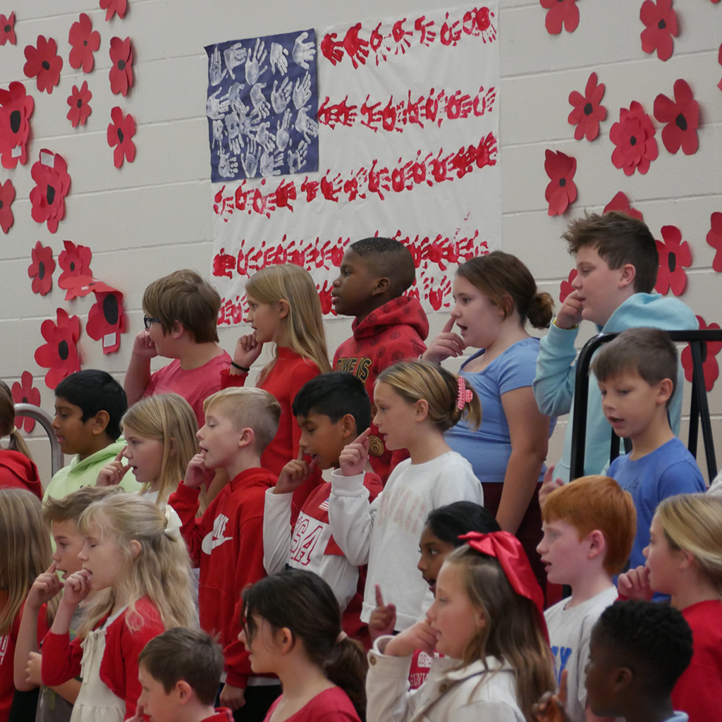 GES students performing in the Veterans Day Assembly.