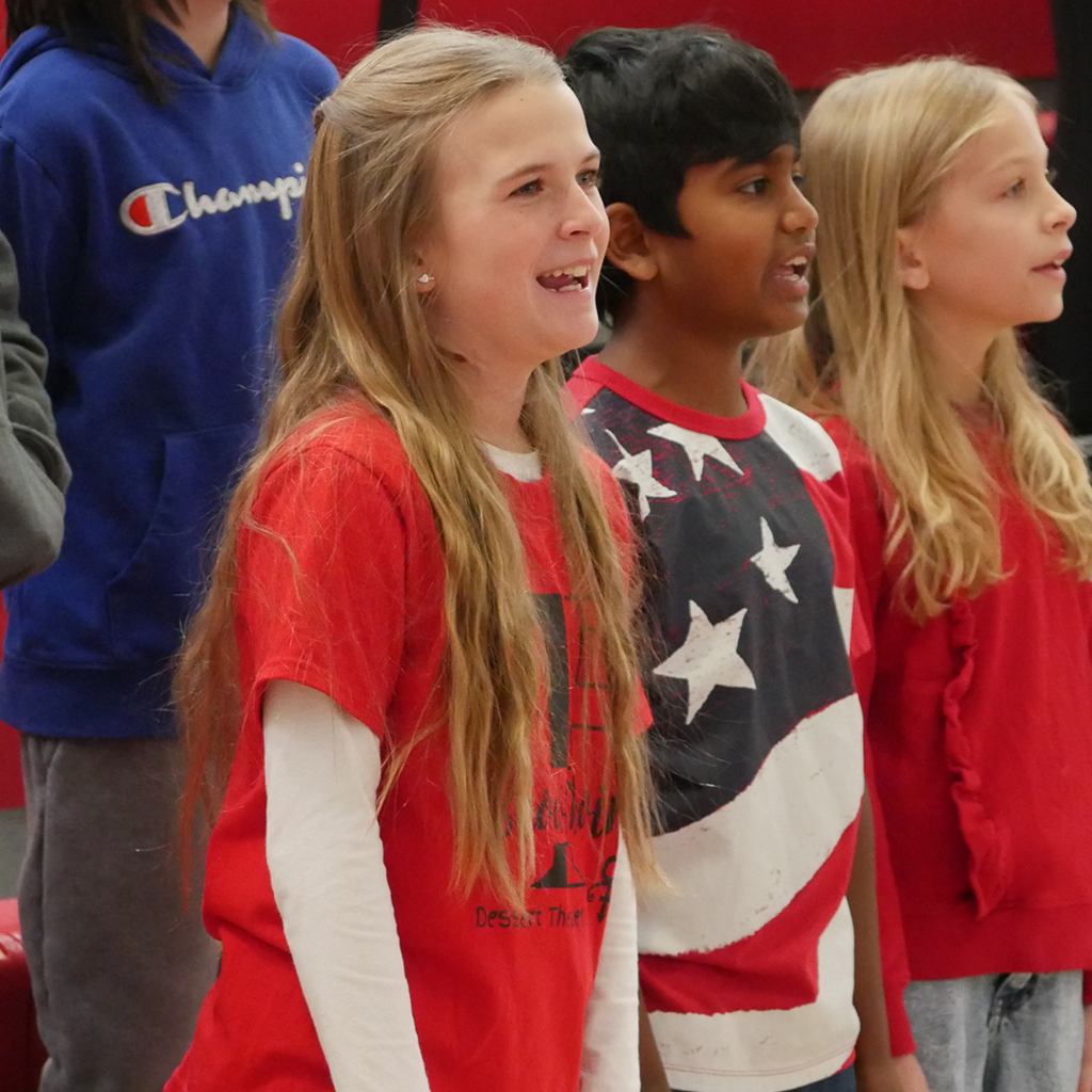 GES students performing in the Veterans Day Assembly.