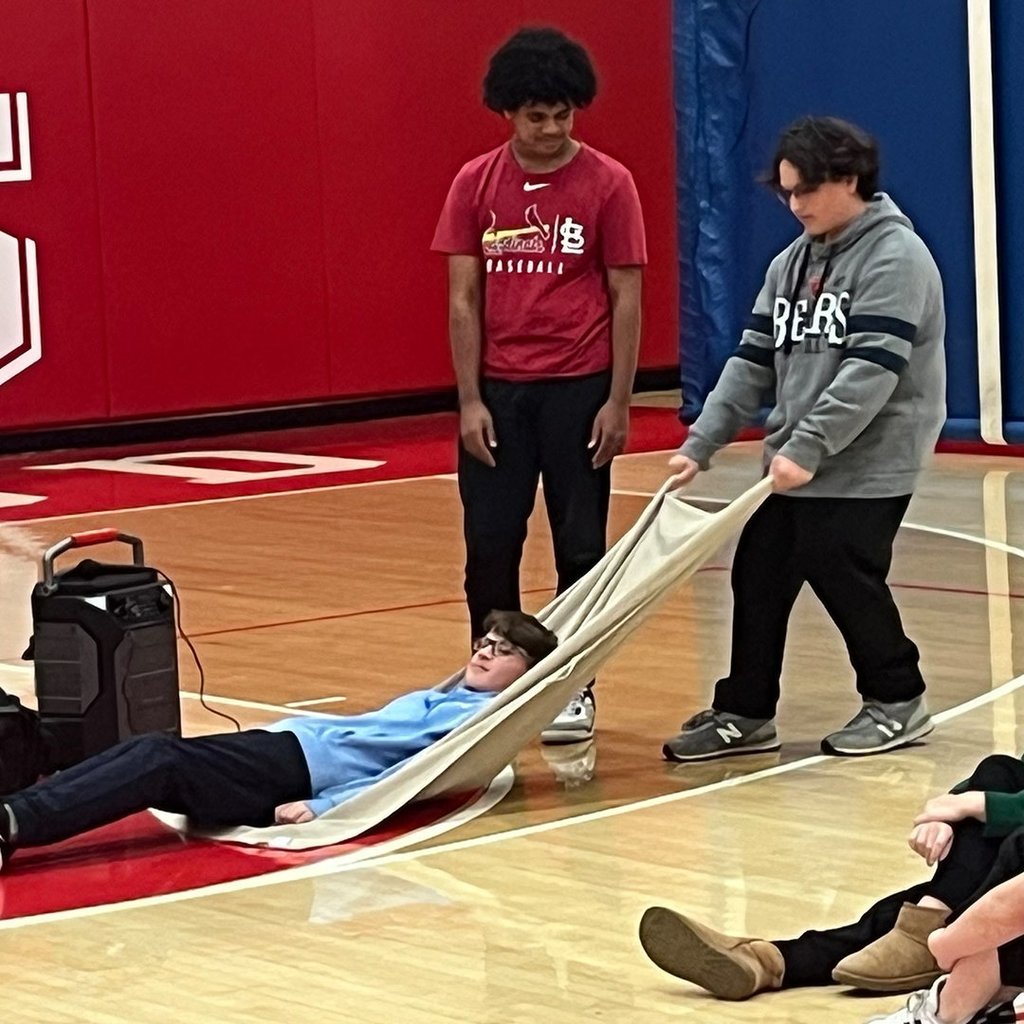 GHS health class students practicing First Aid