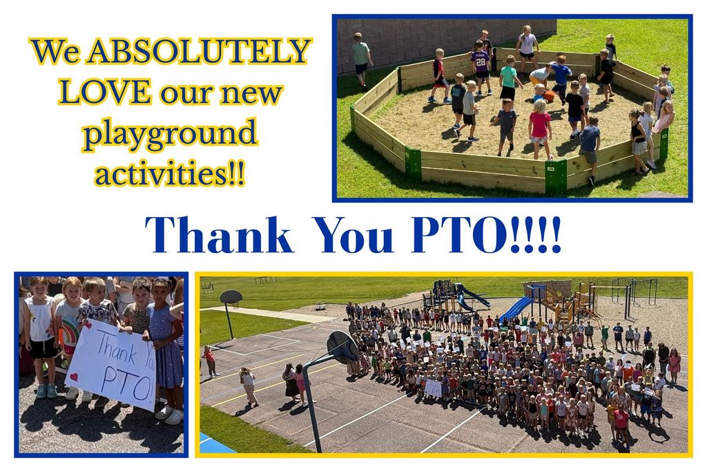 The Baltic Elementary Students would like to give a BIG THANK YOU to our PTO for the new paintings on the playground and the new GAGA Ball pit!!!