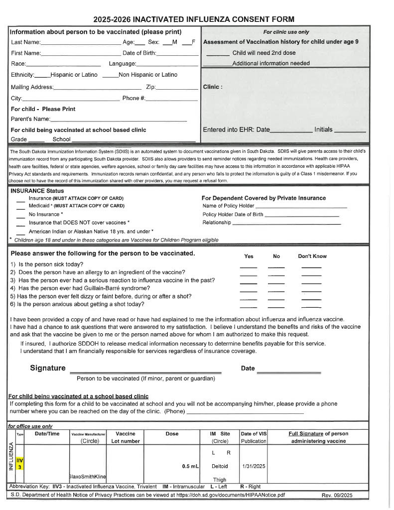Flu Shot Consent Form
