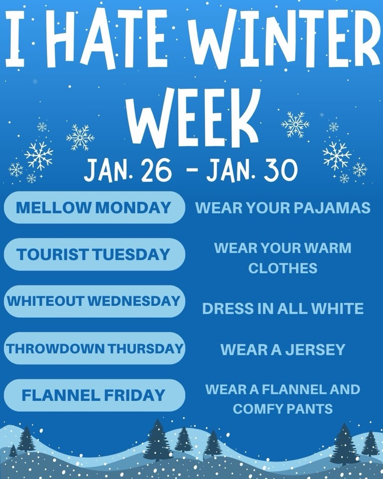 All students (elementary included) are welcome to join the fun this week on dress up days!! 