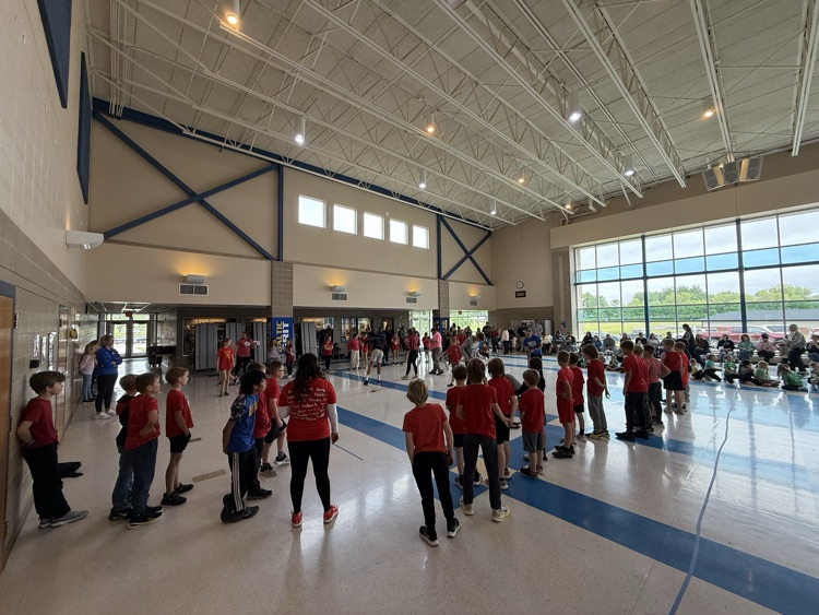 Baltic Elementary students having fun despite moving Track & Field Day indoors! 