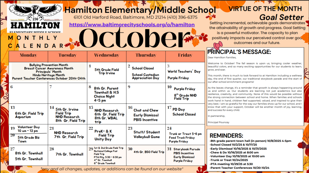 October Family Calendar