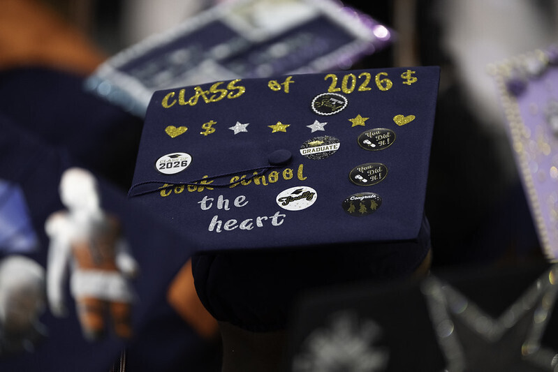 graduation cap with Class of 2026 and student art