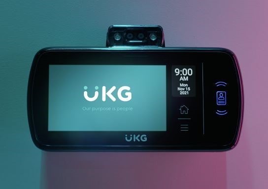 photo of UKG time stamp machine