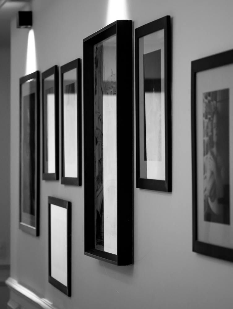 black and white gallery of photo frames