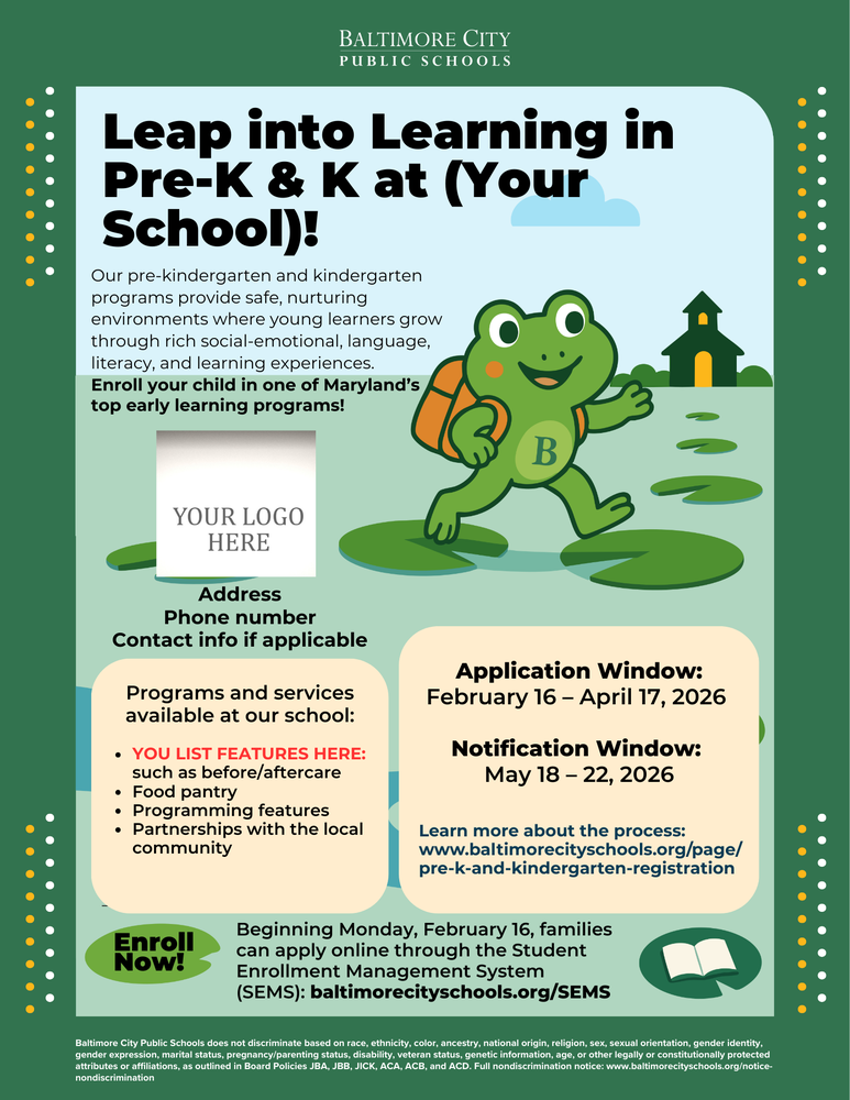 Pre-K and Kindergarten flyer template graphic