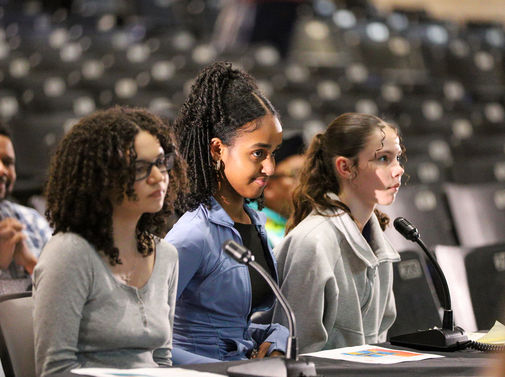Students providing public comment at a Board meeting