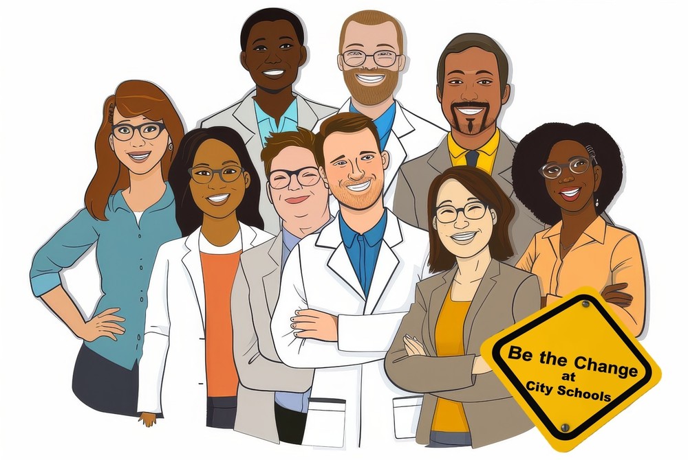 graphic of different people posing as a group