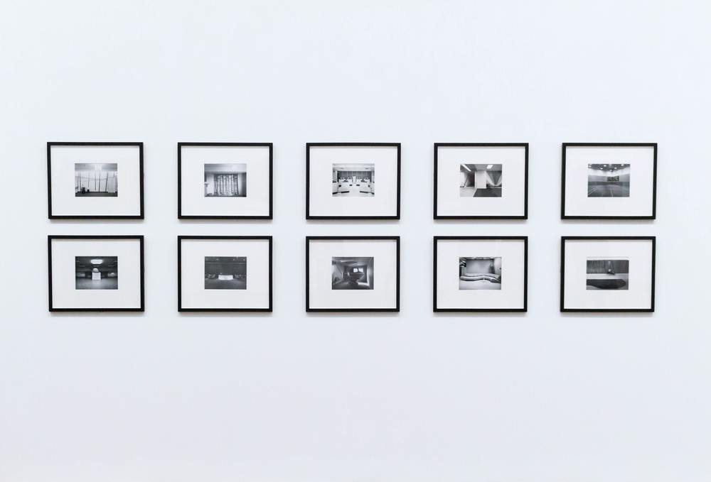 black and white gallery wall of picture frames