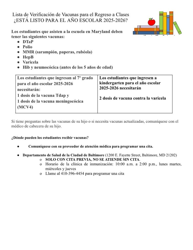 Immunizations Requirements SY' 25-26 Spanish