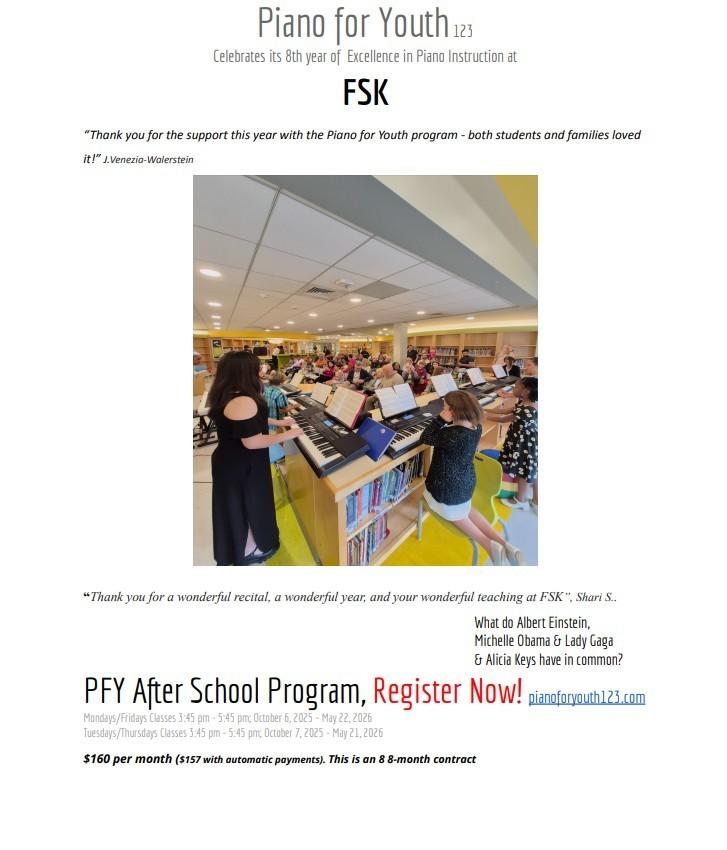 Piano for Youth Afterschool Program Flyer
