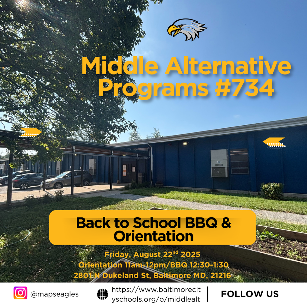 Flyer for Middle Alternative Program school orientation and barbeque. 