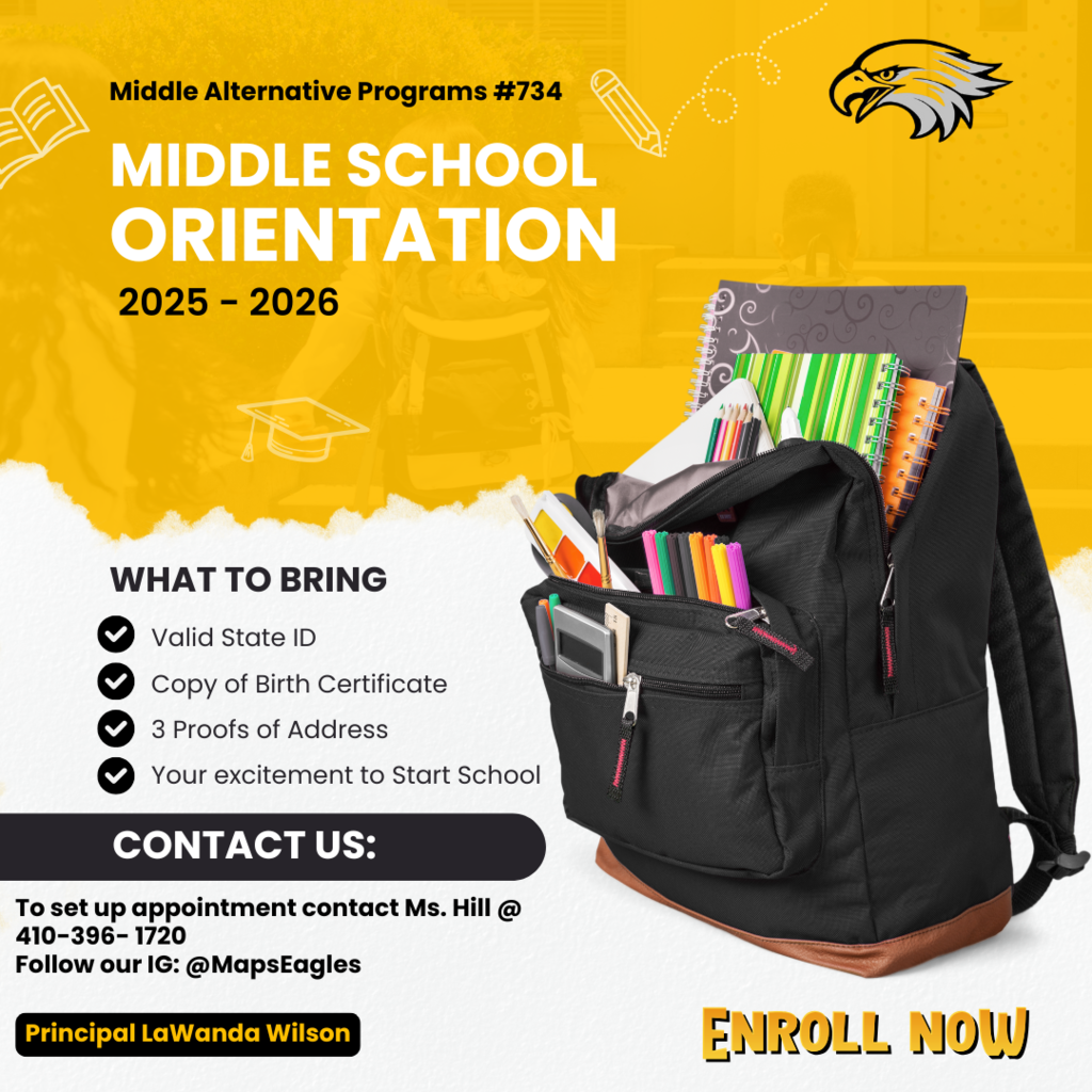 Flyers for Middle Alternative Program school orientation and barbeque. 