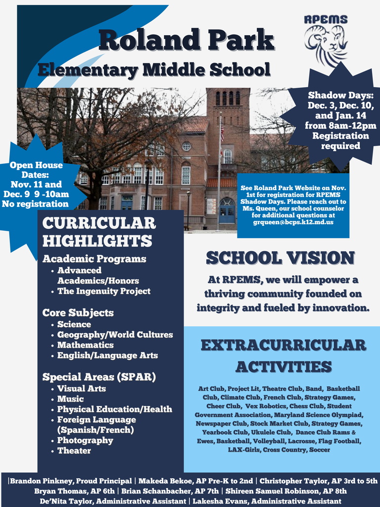 RPEMS Shadow Day & Open House flyer SY 25-26