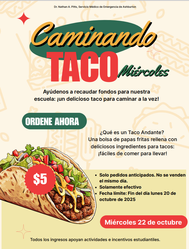 Walking Taco Wednesday Fundraiser October 22, 2025