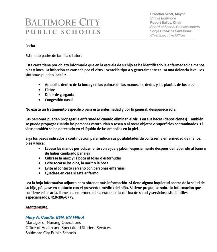 HFMD Letter SPA