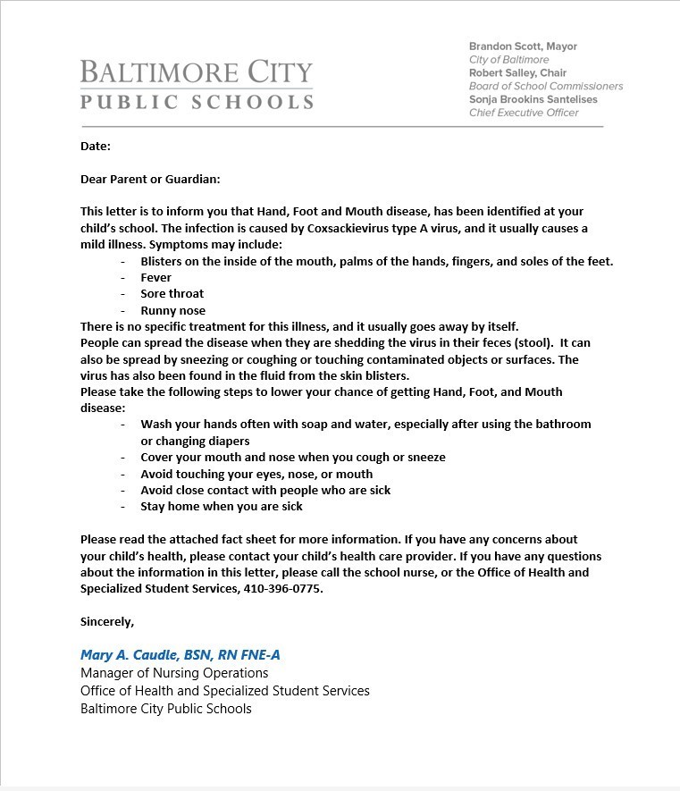 HFMD Letter