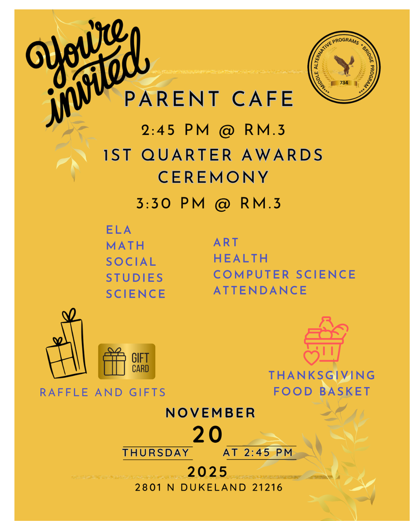 Flyer for Middle Alternative Programs' upcoming Parent Cafe event.