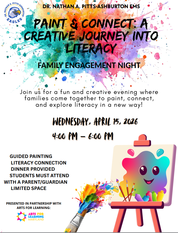 🎨 Reminder: Paint & Connect: A Creative Journey into Literacy is today (4–6 PM)! Registered families—we look forward to seeing you. All attendees must be included in your RSVP. 💙🎨