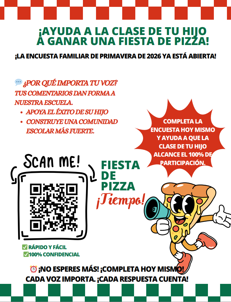 🎉🍕 We’re SO Close… Let’s Finish Strong! 🍕🎉  Families, we are almost at our goal for the Spring 2026 Family Survey—but we’re not there just yet!  💬 Your voice matters and helps us improve our school, support our students, and strengthen our community.  🏆 Don’t forget: the class with the highest participation will win a PIZZA PARTY!  📱 Scan the QR code on the flyer or use the survey link to complete it today—it only takes a few minutes and is 100% confidential.  ⏰ Let’s get to 100%—every response counts!  Click link below to tale survey: https://bit.ly/CitySchoolsFamilySurvey  Thank you for your continued support 💙