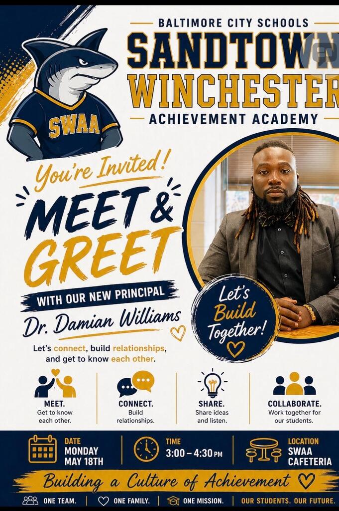 flyer for meet and greet with bee principal