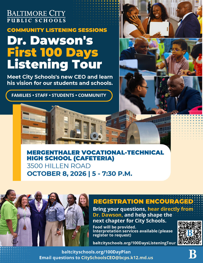 Dr. Dawson's First 100 Days Listening Tour at Mergenthaler Vocational-Technical High School