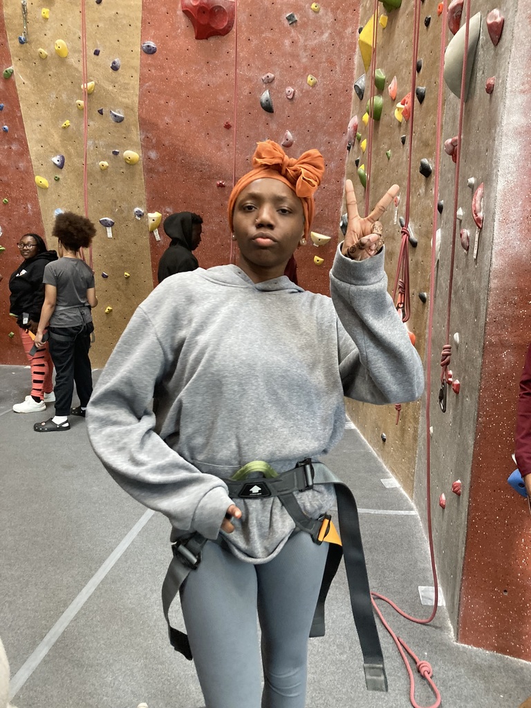 Students rock climbing