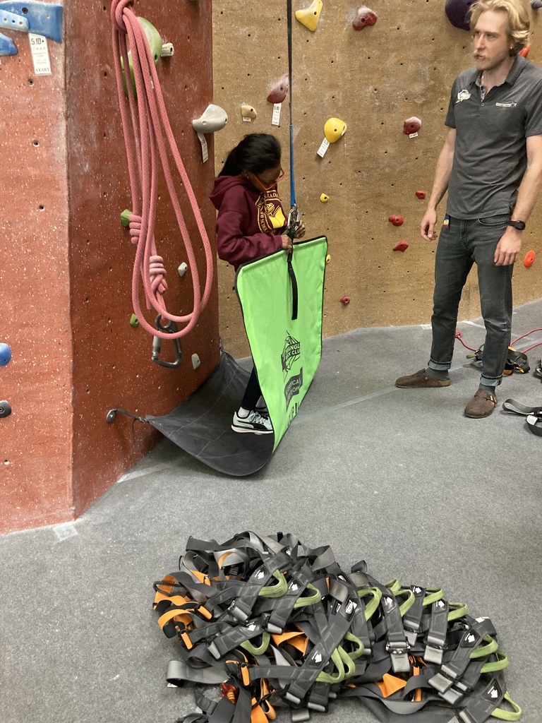 Students rock climbing