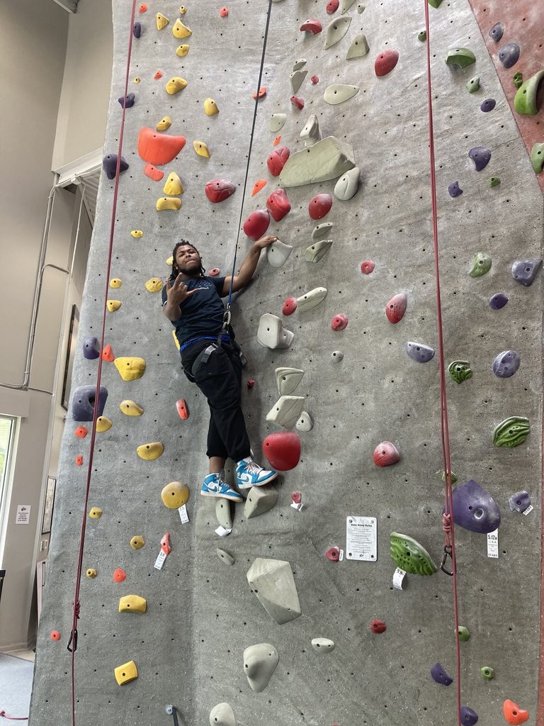 Students rock climbing