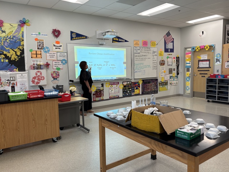 Godinez  teaching in her classroom