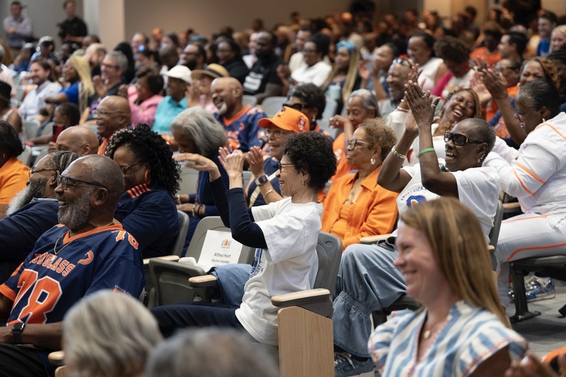 Frederick Douglass Alumni celebrate the unveiling of the new building.