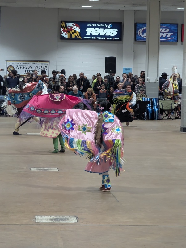 Native American dancers at a powwow.