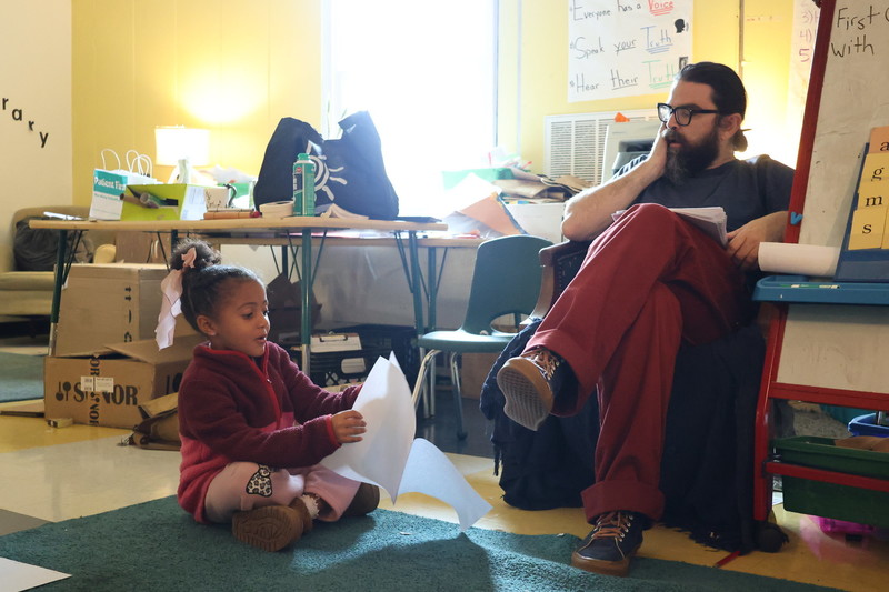 Creative City teacher leads a kindergarten writing activity