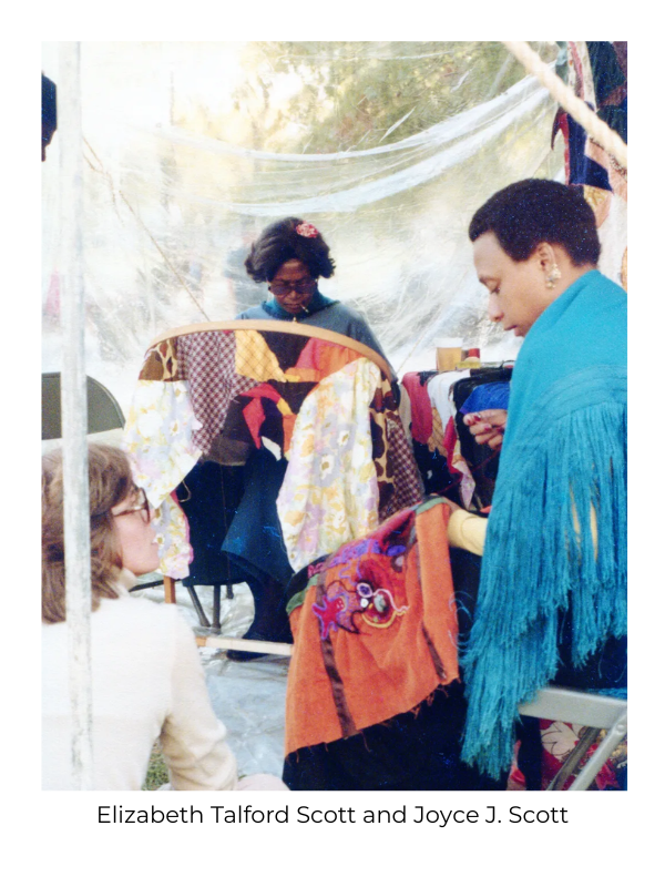 Joyce and her mother quilting