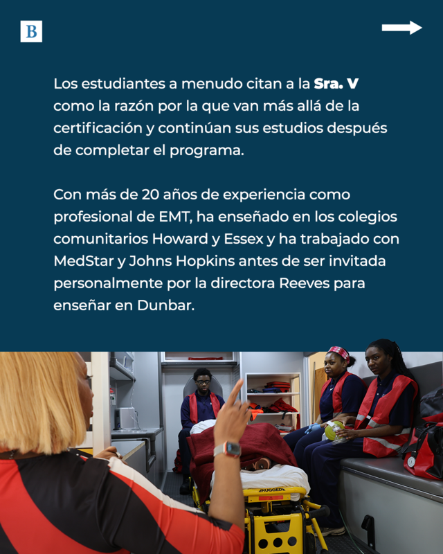 Los estudiantes a menudo citan a la Sra. V como la razón por la que van más allá de la certificación y continúan sus estudios después de completar el programa. 