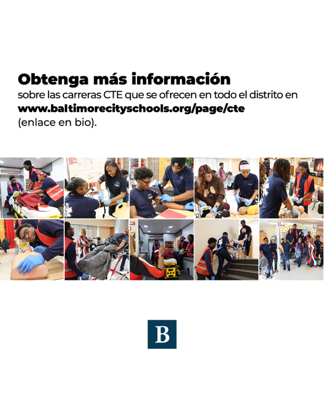 Obtenga más información sobre las carreras CTE que se ofrecen en todo el distrito en www.baltimorecityschools.org/page/cte (enlace en bio). 