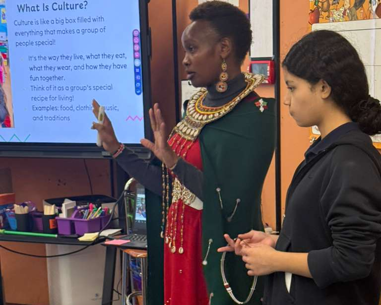 Miriam Chepkemoi and student