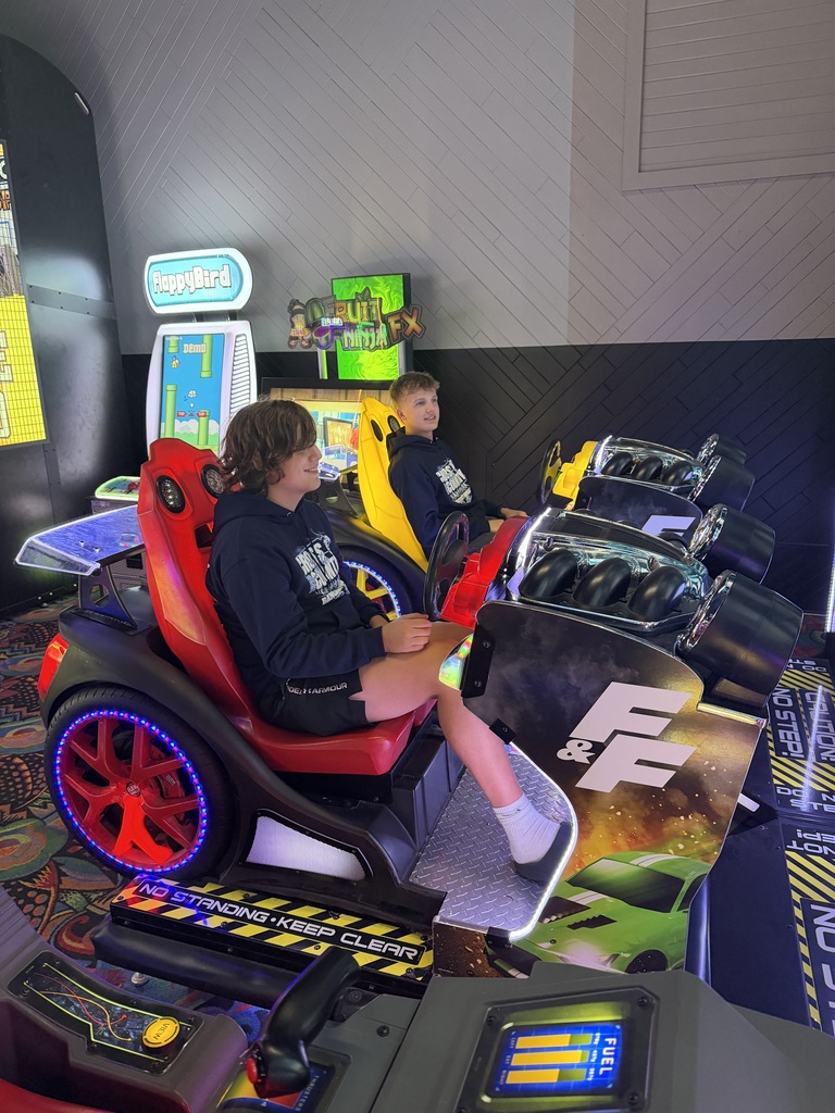 Hayden and Spencer racing. 