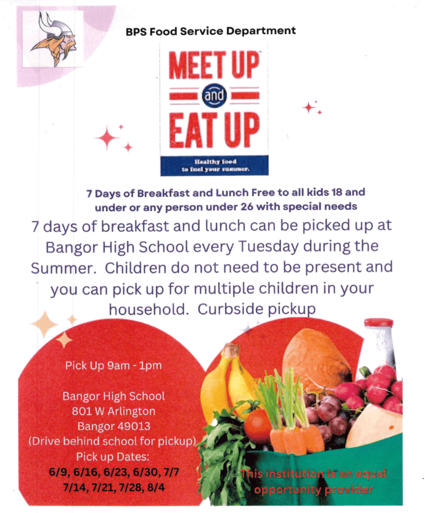 white image with information about food service