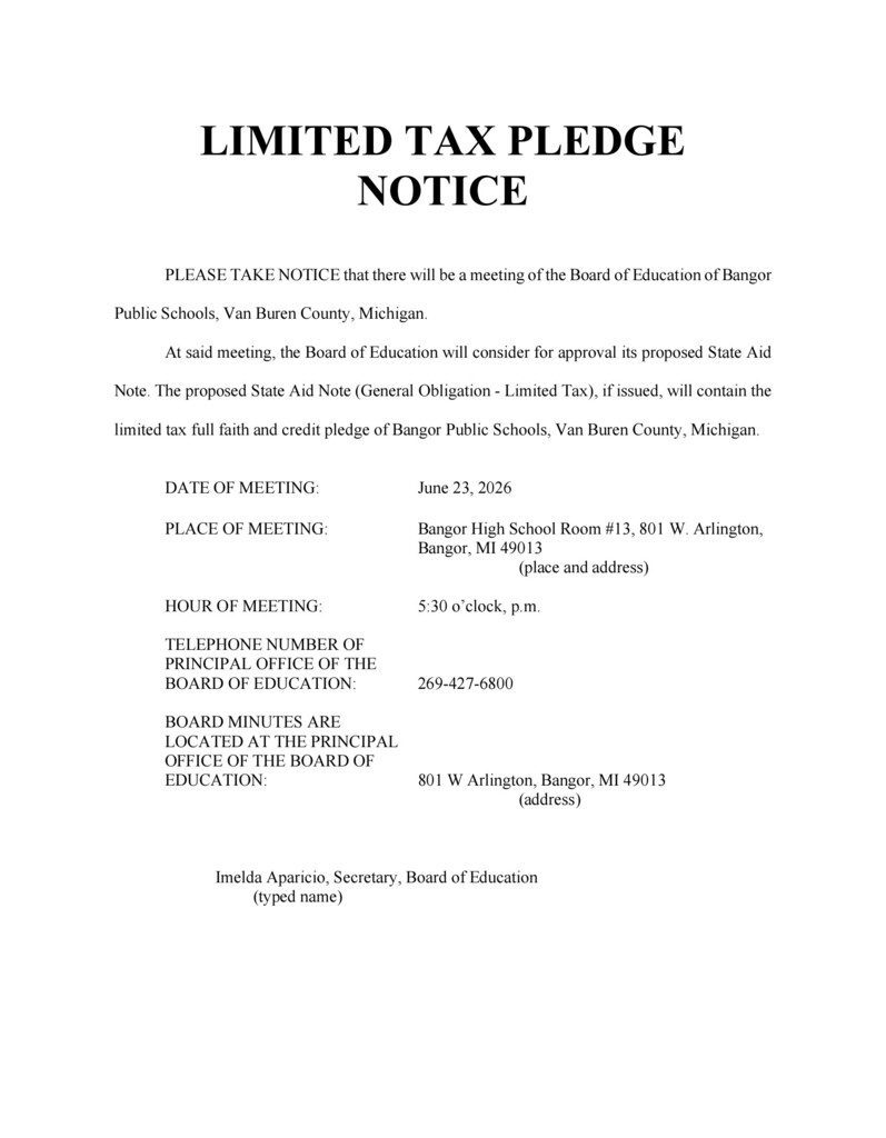 limited tax pledge notice
