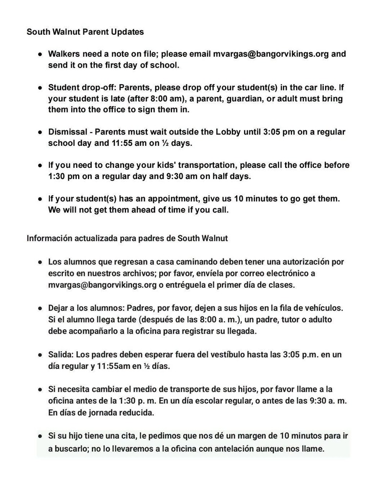 parent info