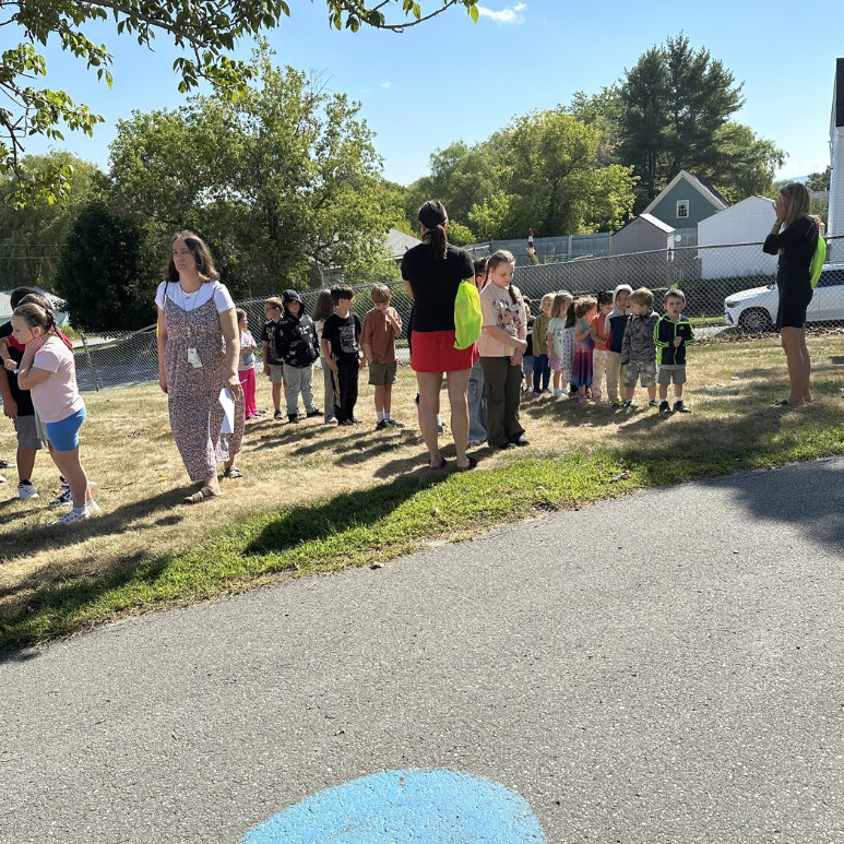 Vine Street Students practicing a fire drill