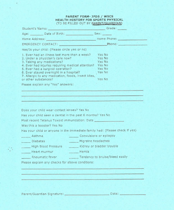 Health History Form
