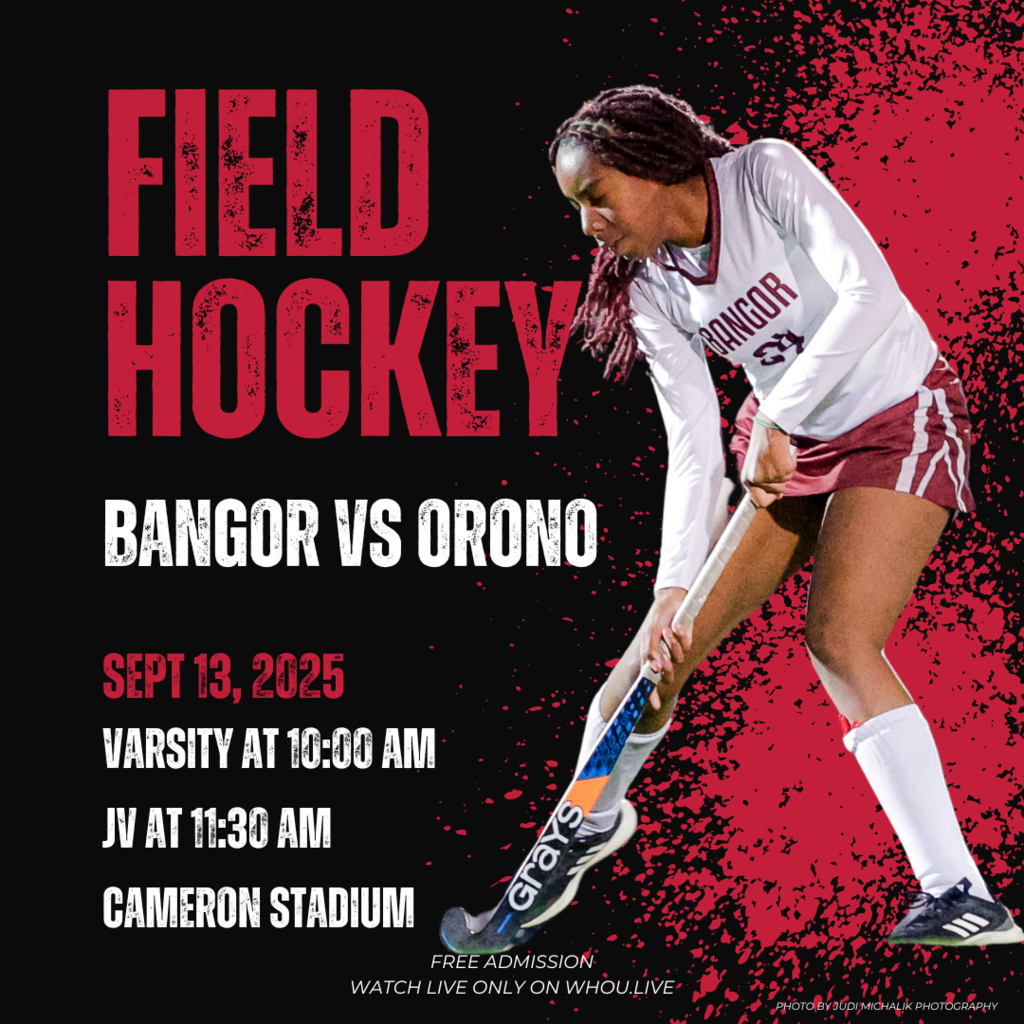 Game Day Announcement!   Join us on September 13 as the Bangor Girls Field Hockey team goes head-to-head against Orono!  Varsity: 10 AM JV: 11:30 AM  Free Admission!   Can’t make it to the game? Watch live only on WHOU.live!   Let’s show our support and cheer our girls on to victory!   #BangorFieldHockey #GameDay #WeAreBangor