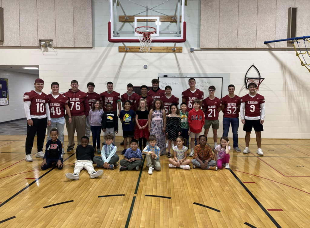 Abraham Lincoln School had a special visit from the Bangor High School Football Team this week! The players joined our students for morning recess, bringing lots of energy, smiles, and fun to the playground. Our students loved having the chance to play alongside these “big kids.” We’re cheering them on and wishing them the best of luck this season!  A big shout out to Mrs. Morris for organizing this! Next home game is Friday, Oct. 10 vs. Windham at 7pm. GoRams!