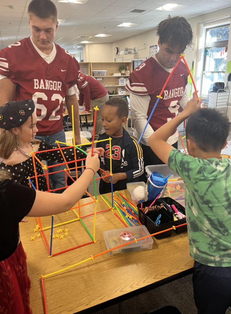 Abraham Lincoln School had a special visit from the Bangor High School Football Team this week! The players joined our students for morning recess, bringing lots of energy, smiles, and fun to the playground. Our students loved having the chance to play alongside these “big kids.” We’re cheering them on and wishing them the best of luck this season!  A big shout out to Mrs. Morris for organizing this! Next home game is Friday, Oct. 10 vs. Windham at 7pm. GoRams!